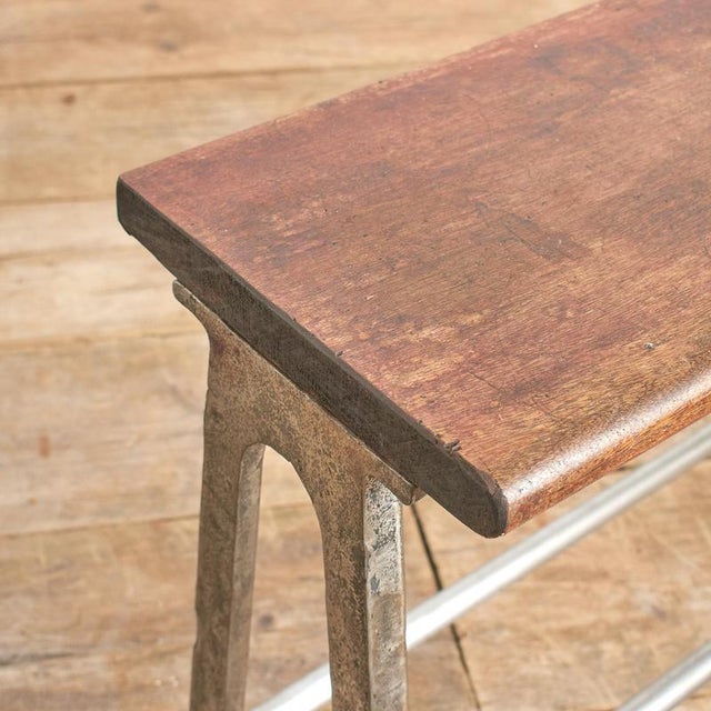 Short Antique School Locker Room Storage Bench, 1950s For Sale - Image 4 of 6