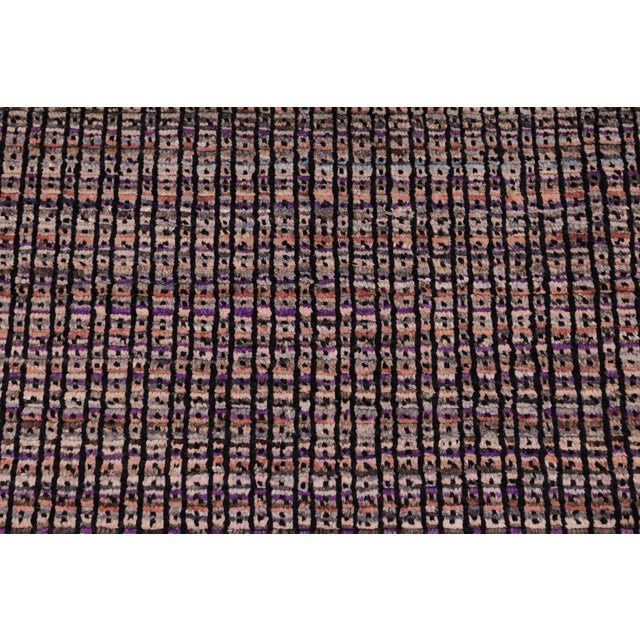 Rustic Black/Rust High Low Wool Rug - 5'0'' X 6'6'' For Sale - Image 4 of 9