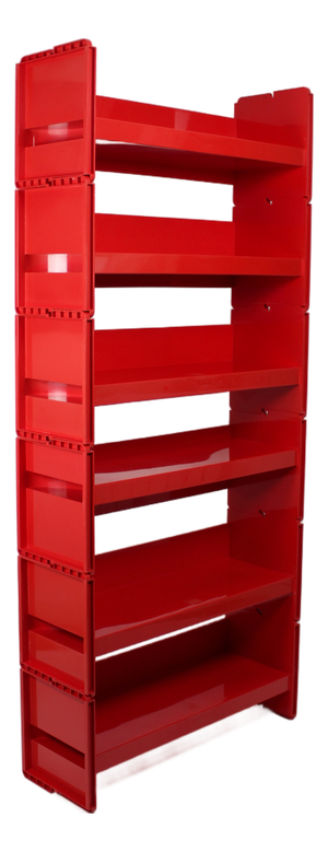 Vintage Jeep Modular Red Plastic Shelving Unit by De Pas, Durbino & Lomazzi for Bonacina, Italy, 1970s, Set of 6