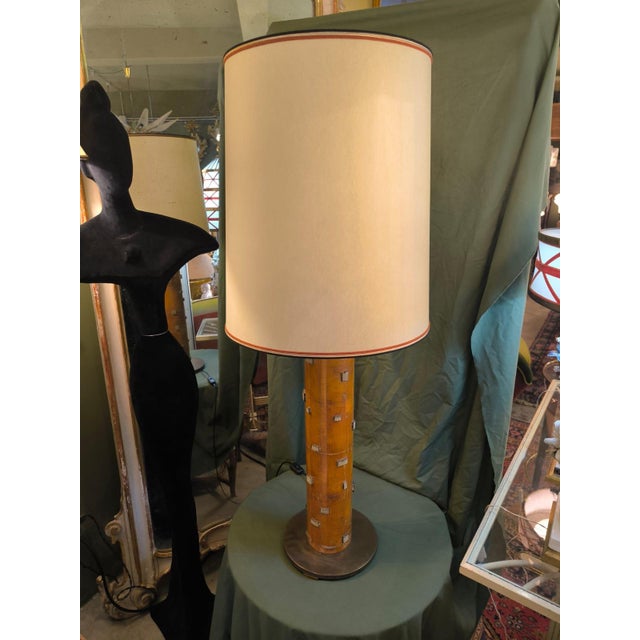 Obelisk Lamps with Brass Inserts and Lampshade, 1970s, Set of 2 For Sale - Image 12 of 18