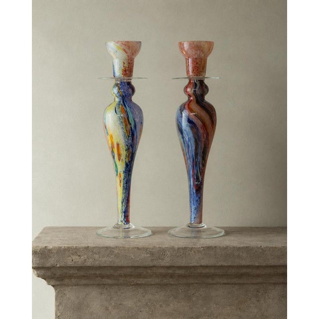 Vintage Italian Murano Glass Candleholders, 1980s, Set of 2 For Sale - Image 11 of 13