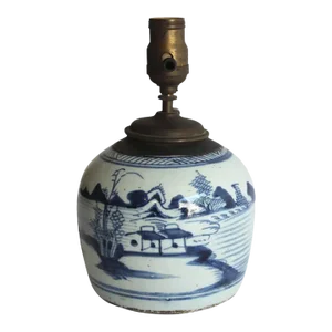 Early 19th Century Blue and White Canton Table Lamp