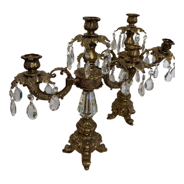 1950s Hollywood Regency Rococo 2 Arm Candlearbra - A Pair For Sale