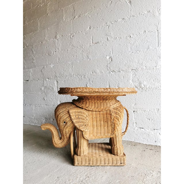 1960s Vintage Rattan & Wicker Elephant Coffee Table from Vivai Del Sud, Italy, 1960s For Sale - Image 5 of 17