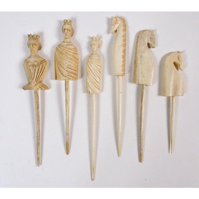 Mid 19th Century 19th Century Carved Bone Game Pieces Collection With Wood Stand For Sale - Image 5 of 17