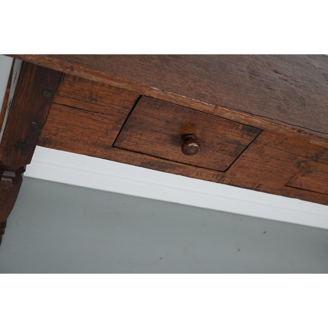 Brown Large Dutch Rustic Colonial Farmhouse Teak Side Table For Sale - Image 8 of 16