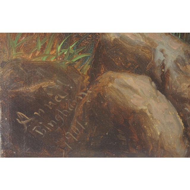Circa 1900 Mt. Shasta Landscape With Deer by Anna Carver Bingham For Sale - Image 4 of 5