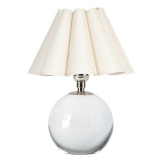 Giorgio Crystal Mini Lamp, Polished Nickel with Oyster Scalloped Shade For Sale