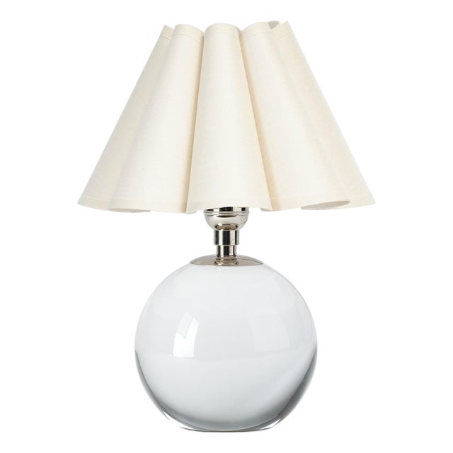 Regina Andrew Giorgio Crystal Mini Lamp, Polished Nickel with Oyster Scalloped Shade For Sale