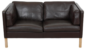 2-Seater Sofa Model 2442 in Brown Leather by Børge Mogensen for Fredericia, 1970s