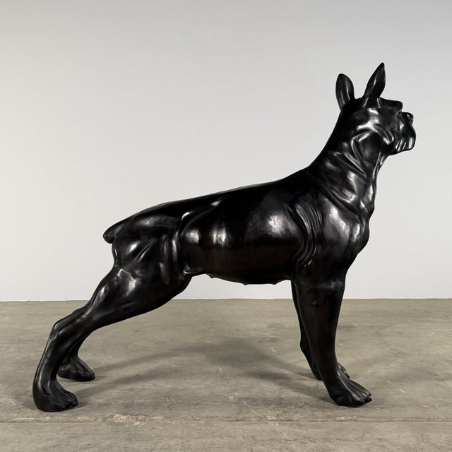 Contemporary Life-Size Boxer Dog Bronze Sculpture – 42”h Contemporary Canine Statue For Sale - Image 3 of 10