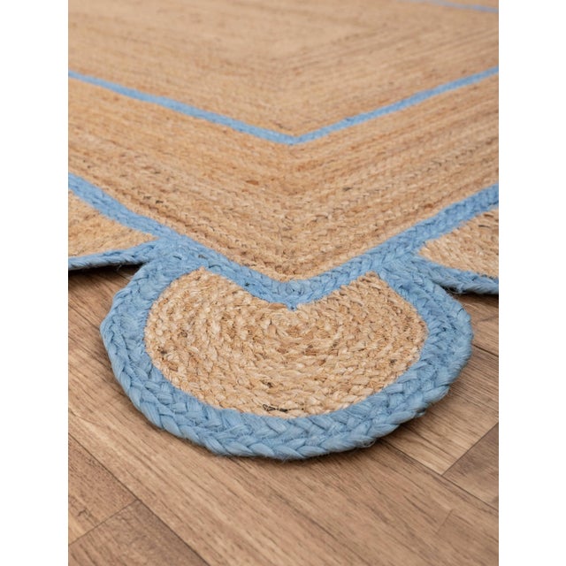 Textile Scallop Jute Classic Blue Hand Made Rug - 4'x6' For Sale - Image 7 of 9