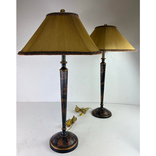 Hand Painted Japaned Metal Table Lamps by Sarreid For Sale - Image 12 of 12