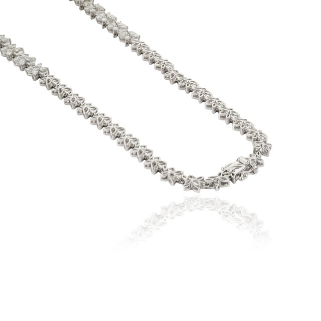 Green Art Deco Pear Drop 9.81ct Emerald & 12.19ct Diamond Designer Necklace in 14k White Gold For Sale - Image 8 of 15
