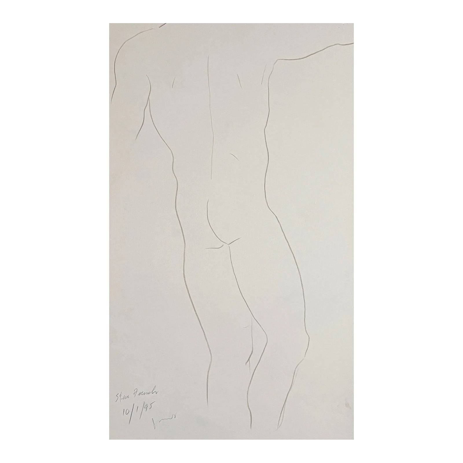 1995 James Bone Drawing of Steve French From the Rear | Chairish