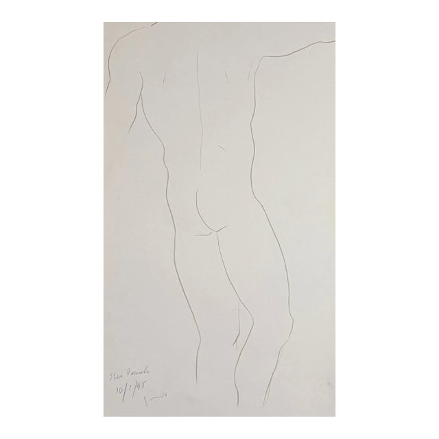 1995 James Bone Drawing of Steve French From the Rear For Sale