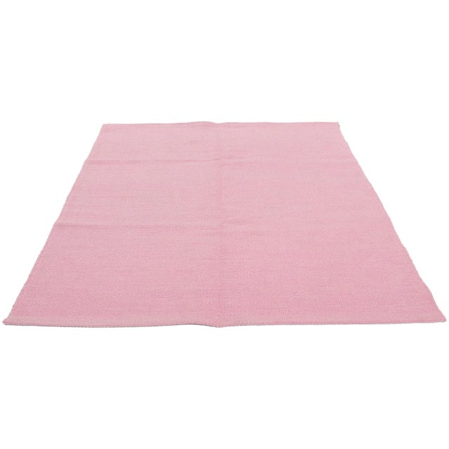 Mid-Century Modern Swedish Inspired Pink Kilim Rug - 05'00 X 06'10 For Sale - Image 3 of 9