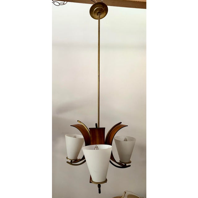 Mid-Century Modern Mid-Century Danish Modern 3-Light Chandelier Attributed to Stilnovo For Sale - Image 3 of 11