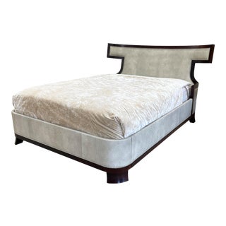 Baker Thomas Pheasant Luxe Queen Bed in Shagreen Leather For Sale