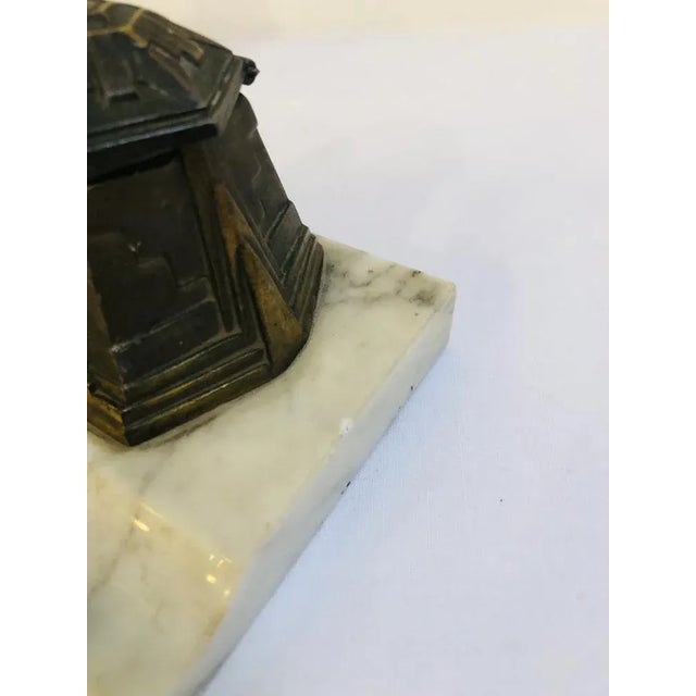 French Art Deco Inkwell With Marble Base, 1920s For Sale - Image 3 of 9