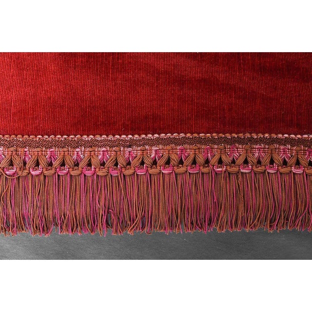 1960s Mid Century Tufted Back Ruby Red Sofa For Sale - Image 9 of 14