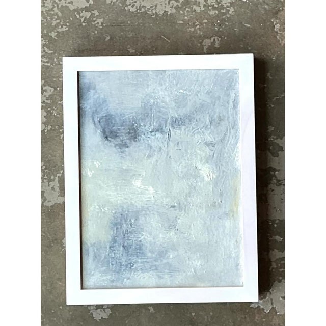 This vintage abstract expressionist painting is executed on a wooden panel, its surface built up in richly textured layers...