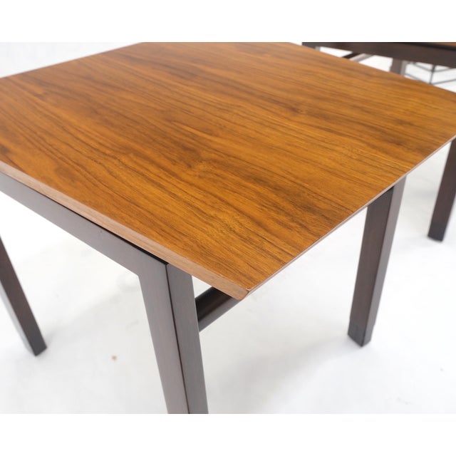 Wood Set of Trapezoid Walnut Mid Century Modern Nesting Stacking End Side Tables MINT For Sale - Image 7 of 14