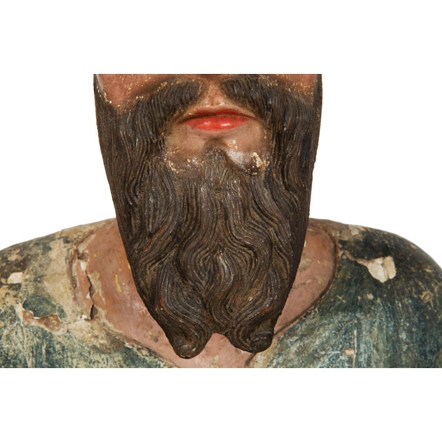 18th Century Spanish Colonial Polychromed Carved Wood Santos Sculpture For Sale - Image 15 of 18