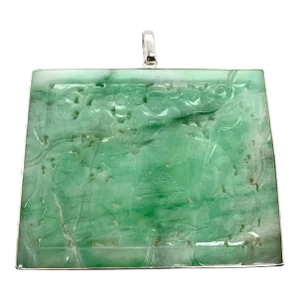 Circa 1900 Chinese Jadeite Pendant With Silver Mounts