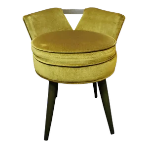Mid 20th Century Paul Frankl Swivel Vanity Chair - Olive Green Velvet