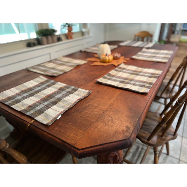 Hand-Carved Solid Mesquite Wood Dining Table For Sale In Tulsa - Image 6 of 10