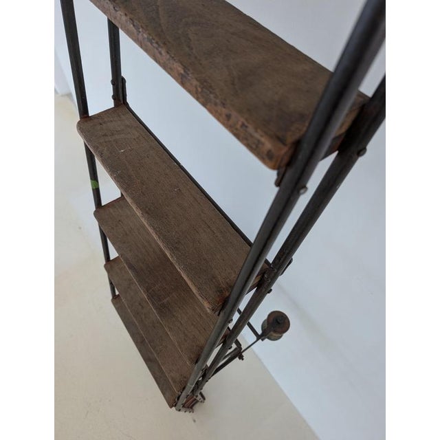 Brown Library Ladder with Wooden Steps For Sale - Image 8 of 16