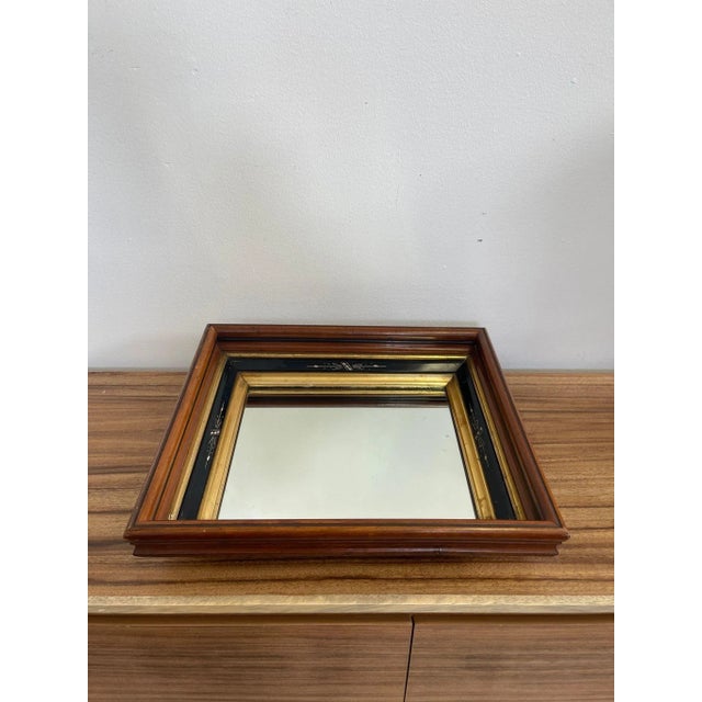 Vintage Wood Framed Mirror With Gilt Wood and Hand Painted Accents. For Sale In Seattle - Image 6 of 7