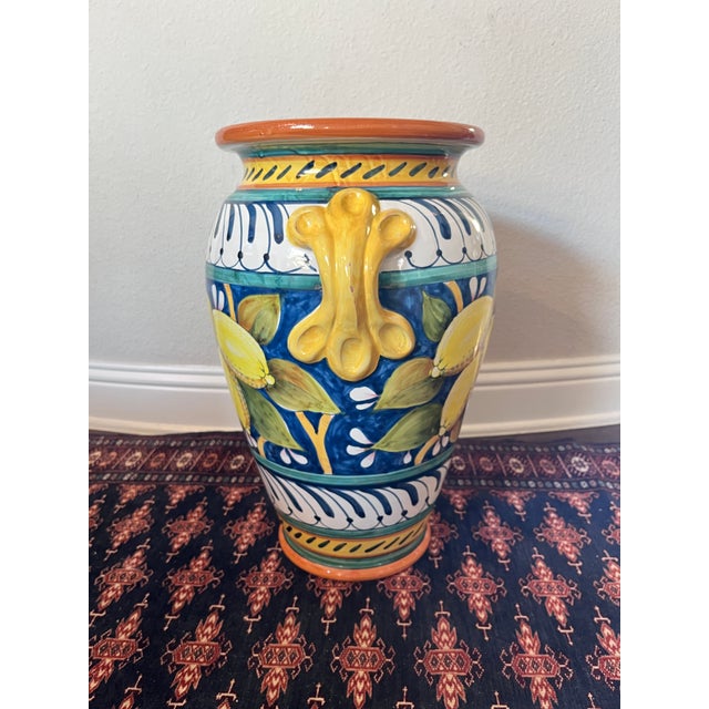 Vintage Leona Ceramiche Umbrella Stand Lemon Design/Motif Handmade in Florence, Italy Made of Terracotta and is Hand...