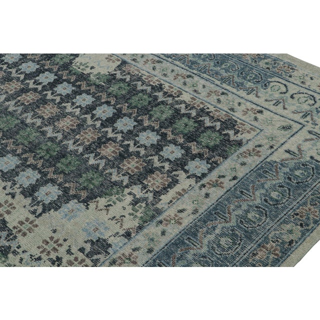 Late 20th Century Rug & Kilim’s Distressed European Rug in Blue and Teal With Floral Patterns For Sale - Image 5 of 7