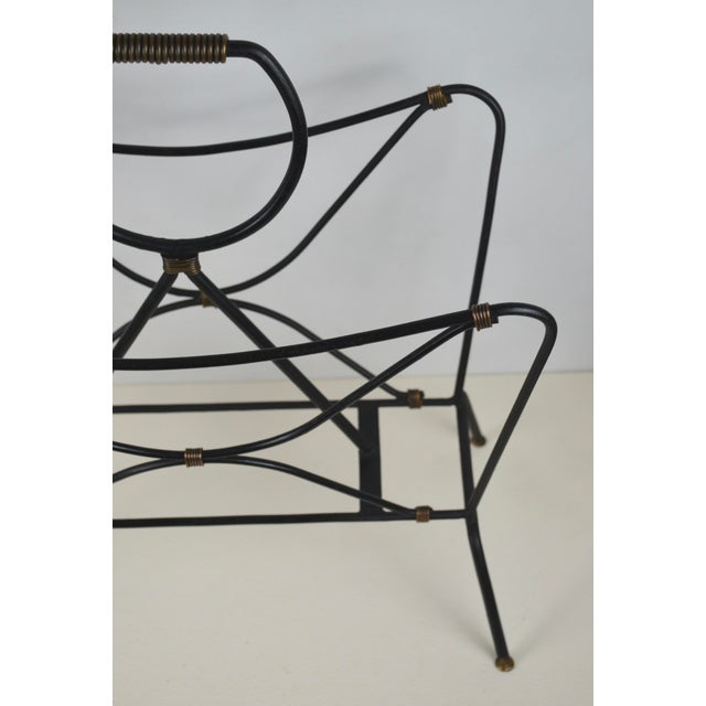 French Modernist Black Metal Magazine Rack attributed to Jacques Adnet, 1950s For Sale - Image 6 of 14