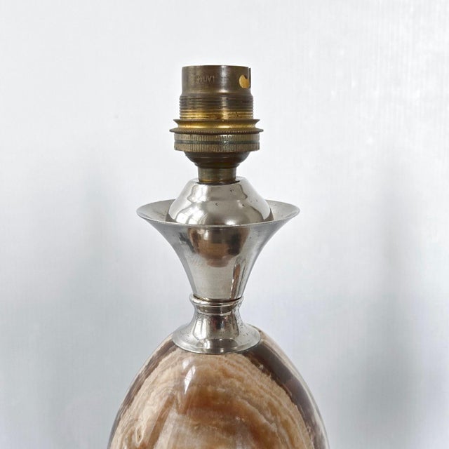 Mid-Century Modern Vintage Egg Lamps in Marble and Chrome Steel from Maison Barbier, 1970s, Set of 2 For Sale - Image 3 of 13