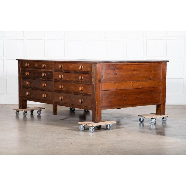 Wood Large 19th Century English Pine Double Sided Work Table, 1890 For Sale - Image 7 of 18