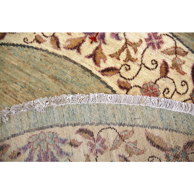 Ariana 5' Square Traditional Afghan Hand-Knotted Rug in Organic Bluish-Green For Sale In Los Angeles - Image 6 of 7