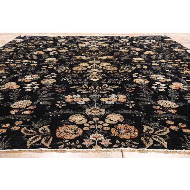 Vintage Black Pakistani Tabriz Rug, 10'03 X 13'06 For Sale - Image 9 of 10