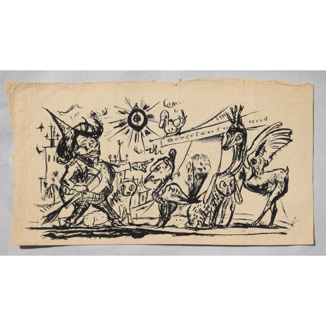 Walter Becker 1893 Essen – 1984 Tutzing 'Menagerie with Mythical Creatures (probably an illustration for "Gargantua and...