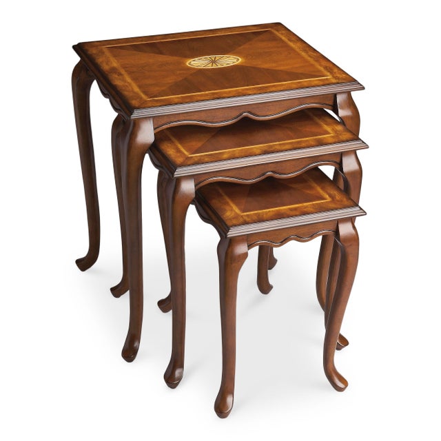 Traditional Thatcher Nest Tables, Medium Brown - Set of 3 For Sale - Image 3 of 3