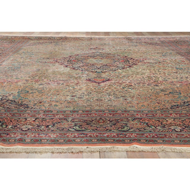 Vintage Chinese Silk Tabriz Rug, 11'11 X 18'02 For Sale - Image 10 of 11