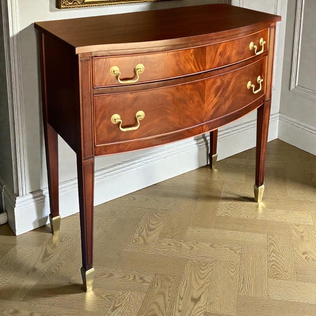 Mid 20th Century Federal Bow Front Flame Mahogany Server | Console | Petite Sideboard For Sale In Raleigh - Image 6 of 11