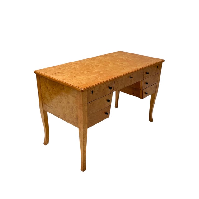 Art Deco Swedish Desk in Birdseye Maple, 1940s For Sale - Image 11 of 14
