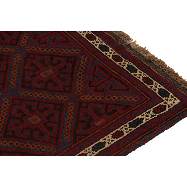 Rug & Kilim’s Baluch Tribal Rug in Burgundy With Geometric Patterns For Sale In New York - Image 6 of 7