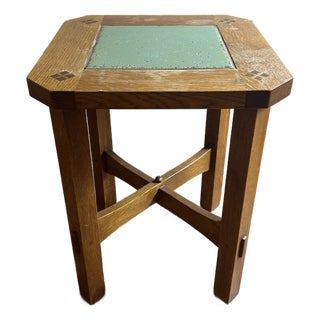 Vintage Gustav Stickley Side Tile Plant Table 2003 For Sale