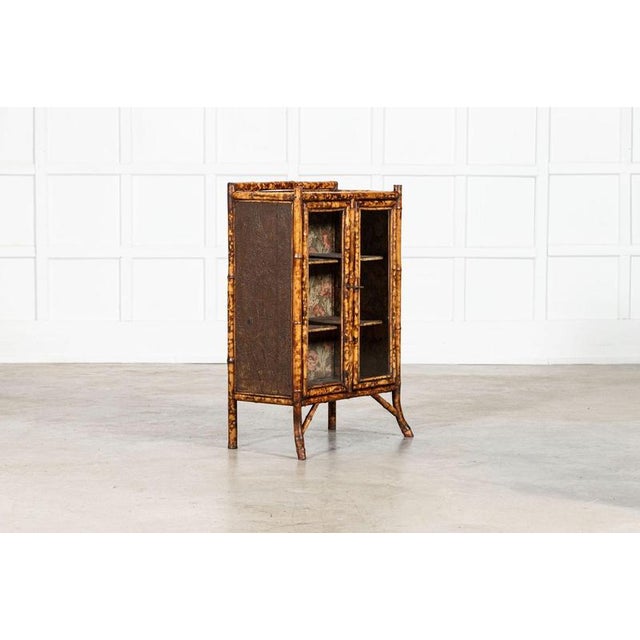 English Lacquered Glazed Bamboo Cabinet, 1880s For Sale - Image 4 of 15