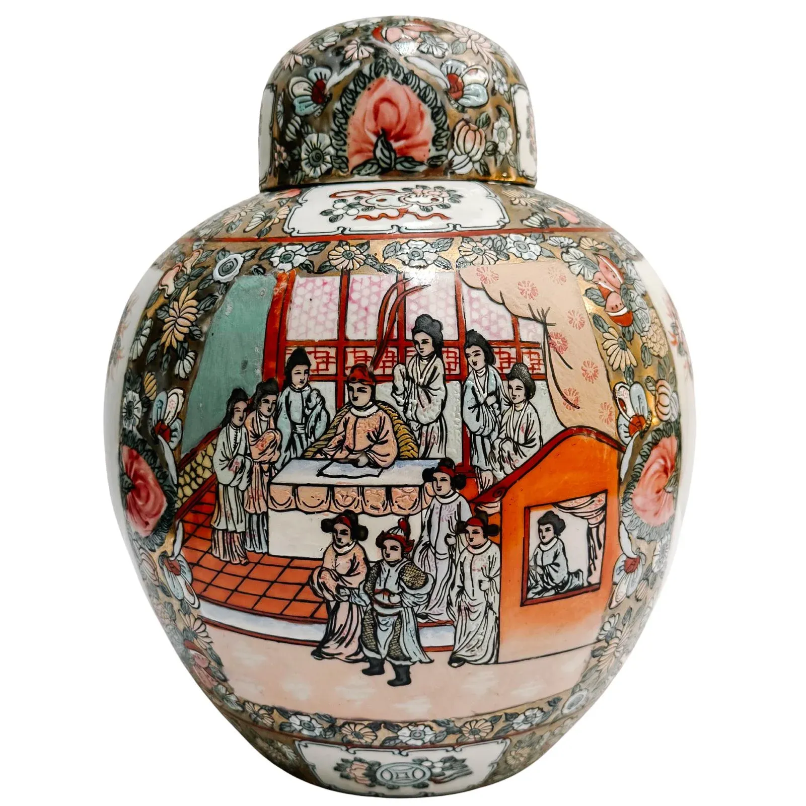 Large Chinese Rose Medallion Porcelain Ginger Jar | Chairish