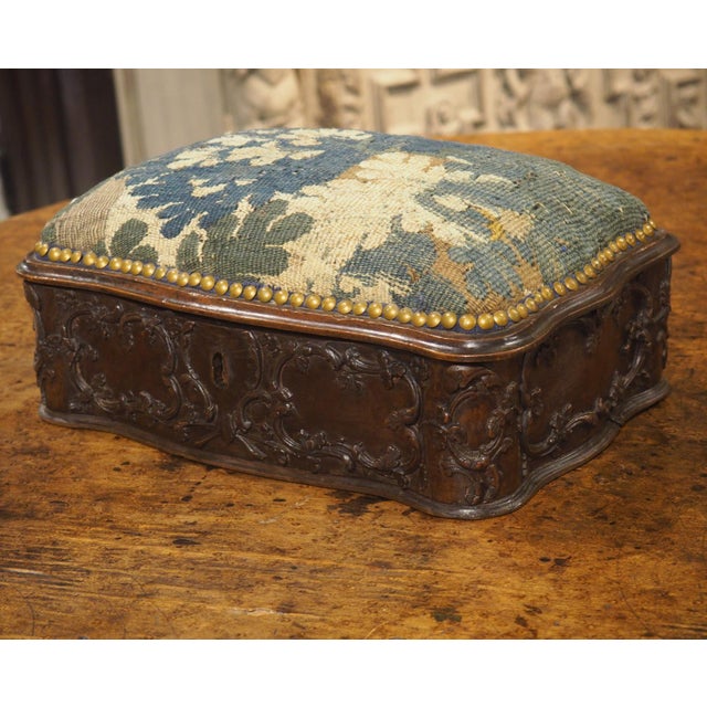 18th Century French Walnut Louis XVI Table Box With Aubusson Tapestry, C. 1785 For Sale - Image 16 of 18